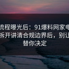 幕后流程曝光后：91爆料网家电选购这波拆开讲清合规边界后，别让情绪替你决定