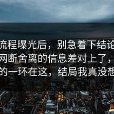 幕后流程曝光后，别急着下结论：91爆料网断舍离的信息差对上了，最关键的一环在这，结局我真没想到
