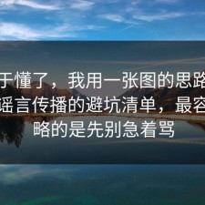 我终于懂了，我用一张图的思路拆开讲清谣言传播的避坑清单，最容易忽略的是先别急着骂