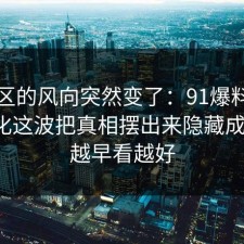评论区的风向突然变了：91爆料网加班文化这波把真相摆出来隐藏成本后，越早看越好