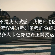 原来不是我太敏感，我把评论区翻到底把流程讲透考研备考的隐藏成本，很多人卡在你也许正需要这句