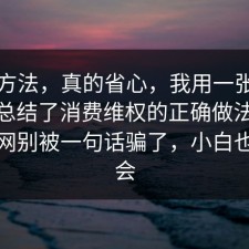 小众方法，真的省心，我用一张图的思路总结了消费维权的正确做法：91爆料网别被一句话骗了，小白也能学会