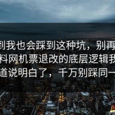 没想到我也会踩到这种坑，别再硬扛：91爆料网机票退改的底层逻辑我替你把门道说明白了，千万别踩同一个坑