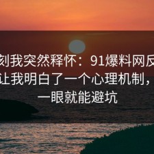 那一刻我突然释怀：91爆料网反PUA这次让我明白了一个心理机制，多看一眼就能避坑