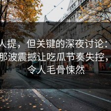 少有人提，但关键的深夜讨论：新91黑料那波震撼让吃瓜节奏失控，细节令人毛骨悚然
