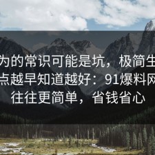 你以为的常识可能是坑，极简生活的风险点越早知道越好：91爆料网真相往往更简单，省钱省心