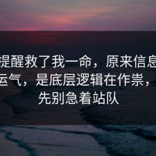 这句提醒救了我一命，原来信息差不是看运气，是底层逻辑在作祟，91网 先别急着站队