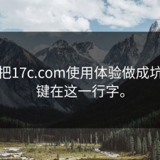 有人把17c.com使用体验做成坑？关键在这一行字。