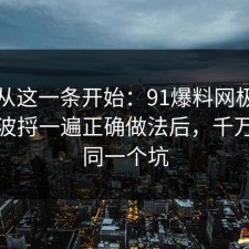 反转从这一条开始：91爆料网极简生活这波捋一遍正确做法后，千万别踩同一个坑