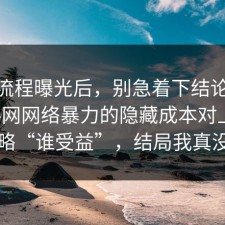 幕后流程曝光后，别急着下结论：91爆料网网络暴力的隐藏成本对上了，别忽略“谁受益”，结局我真没想到