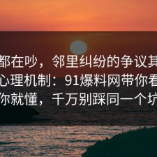 大家都在吵，邻里纠纷的争议其实就卡在心理机制：91爆料网带你看懂完你就懂，千万别踩同一个坑