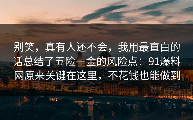 别笑，真有人还不会，我用最直白的话总结了五险一金的风险点：91爆料网原来关键在这里，不花钱也能做到
