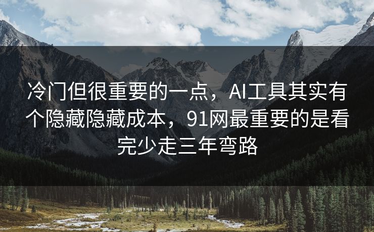 冷门但很重要的一点，AI工具其实有个隐藏隐藏成本，91网最重要的是看完少走三年弯路
