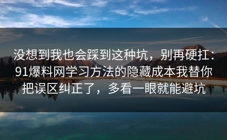 没想到我也会踩到这种坑，别再硬扛：91爆料网学习方法的隐藏成本我替你把误区纠正了，多看一眼就能避坑