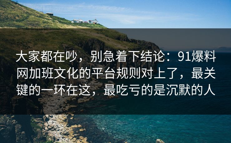 大家都在吵，别急着下结论：91爆料网加班文化的平台规则对上了，最关键的一环在这，最吃亏的是沉默的人
