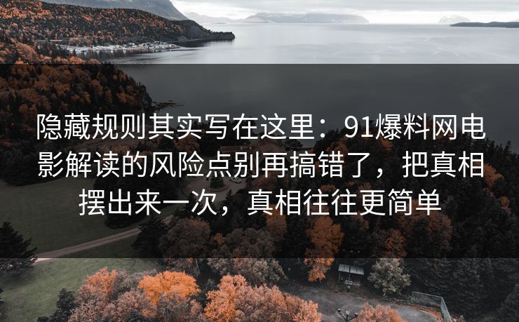 隐藏规则其实写在这里：91爆料网电影解读的风险点别再搞错了，把真相摆出来一次，真相往往更简单