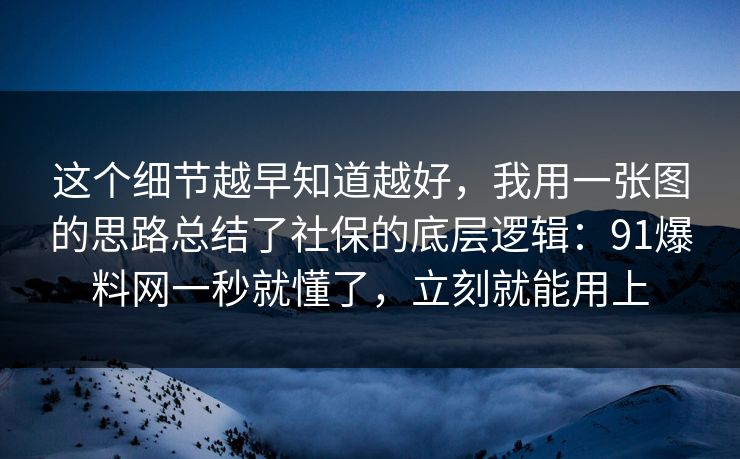 这个细节越早知道越好,我用一张图的思路总结了社保的底层逻辑:91爆料网一秒就懂了,立刻就能用上 第1张 这个细节越早知道越好,我用一张图的思路总结了社保的底层逻辑:91爆料网一秒就懂了,立刻就能用上 第1张