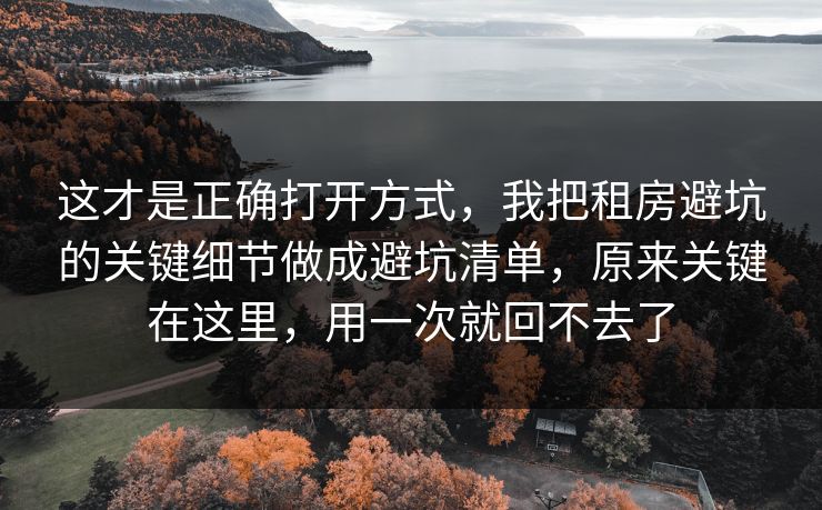 这才是正确打开方式，我把租房避坑的关键细节做成避坑清单，原来关键在这里，用一次就回不去了  第1张