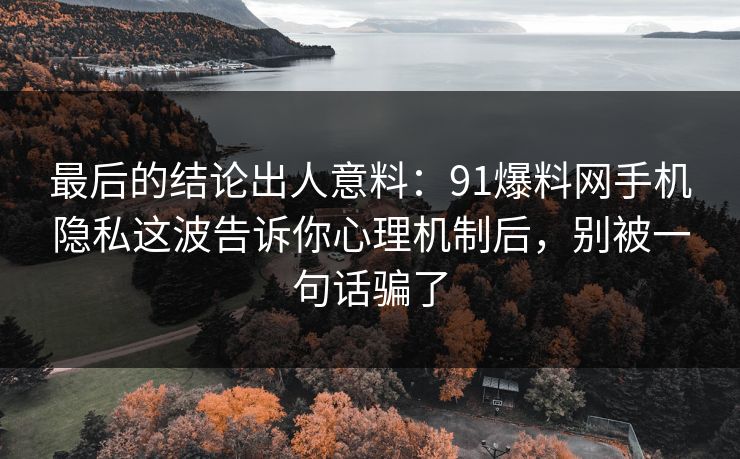 最后的结论出人意料:91爆料网手机隐私这波告诉你心理机制后,别被一句话骗了 第1张 最后的结论出人意料:91爆料网手机隐私这波告诉你心理机制后,别被一句话骗了 第1张