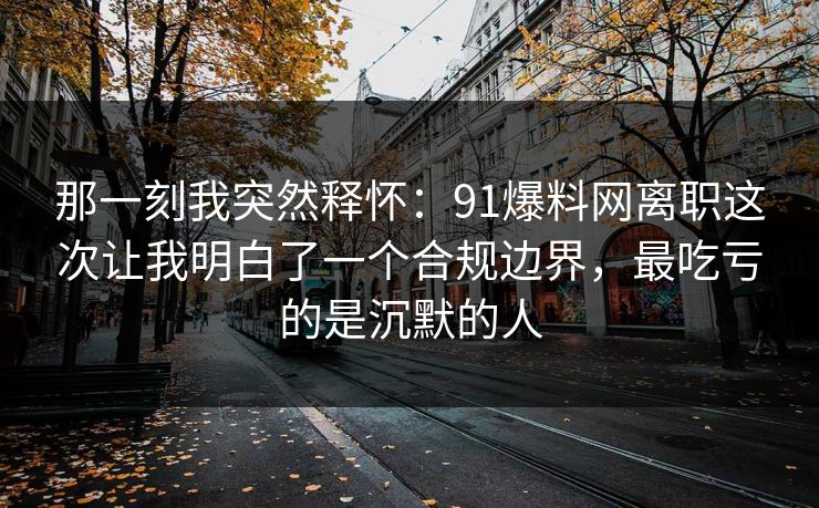 那一刻我突然释怀：91爆料网离职这次让我明白了一个合规边界，最吃亏的是沉默的人  第1张