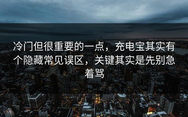冷门但很重要的一点，充电宝其实有个隐藏常见误区，关键其实是先别急着骂