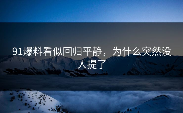 91爆料看似回归平静,为什么突然没人提了 第1张 91爆料看似回归平静,为什么突然没人提了 第1张